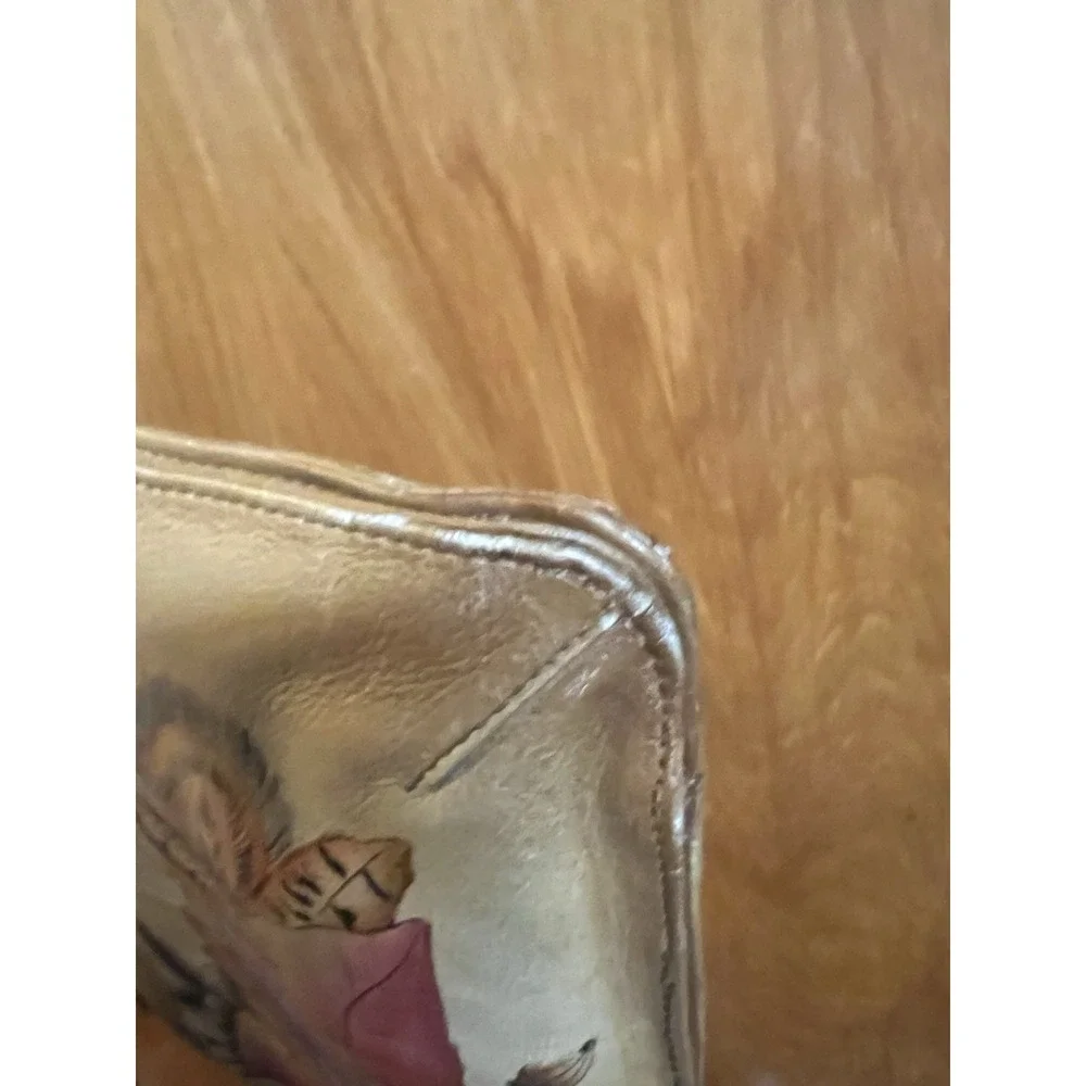 Anuschka Hand Painted Leather Rustic Floral‎ Crossbody Organizer Bag Purse 13x12